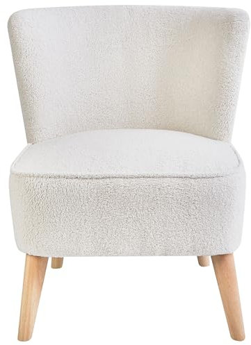 Beliani Sessel Bouclé Stoff Creme weiß ohne Armlehnen gemütlich Polstersessel Alven