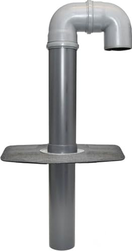 Flachdach-Kabeldurchführung HS 2 S mit abnehmbarem Bogen, Schwanenhals, Dachdurchführung, Anschlussrohr unten, Kabel, Solar, Strom, Antenne (DN 100/110 - Bitumen-Schweißbahn)