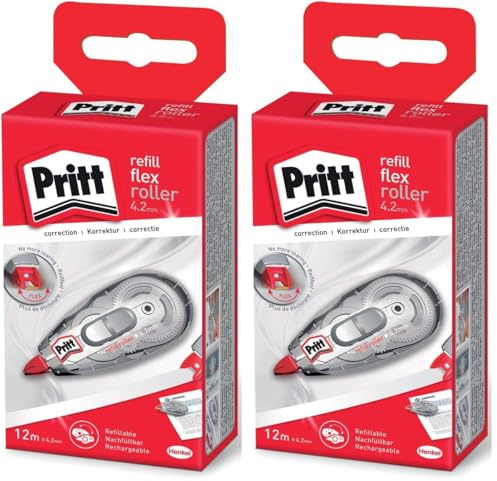 Pritt Korrekturroller Refill Flex Roller Midway, einfach nachfüllbar, einziehbare flexible Spitze, Push & Pull Funktion für beidseitige Anwendung, Breite 4,2mm, Länge 12m, 9H PRR4H (Packung mit 2)