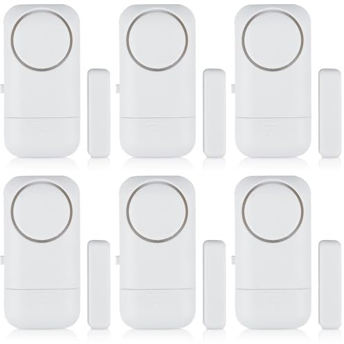 6PCS Fenstersicherung Einbruchschutz, Selbstklebend Fensteralarm Einbruchschutz 120db Mit Wireless Magnetsensor, Für Home Security Einbruchschutz Türalarmsensor, Für Schränke, Wohnungen Und Büro