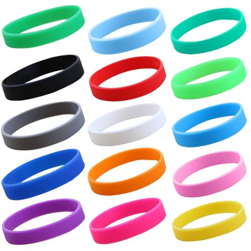 XENQITO 15 Pièces Bracelet Silicone, Bracelet en Caoutchouc, Bracelet Personnalisé, Bracelets en Silicone de Couleur, pour Fitness, Course, Sports et Fêtes, pour Enfants, Homme et Femme(Multicolore)