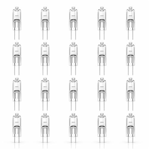 Lunpoem 20PCS G4 Halogen Light Bulbs 20W 12V, Clear Capsule 2 Pin Lamp Bulb, 30000K Warm White Dimmable, Cooker Hood Bulbs, Suitable for Standard G4 fixtures