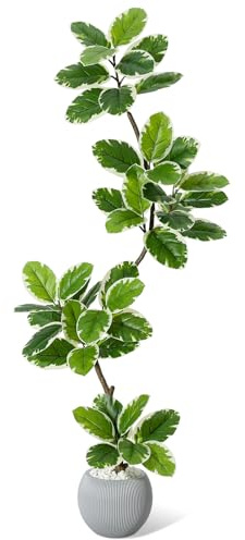 Garvee Plantas Artificiales de 150 cm, Plantas Falsas de higuera Artificial con Maceta Blanca, árbol Artificial, Plantas de plástico Grandes, Plantas Artificiales para Interior y Exterior, habitación