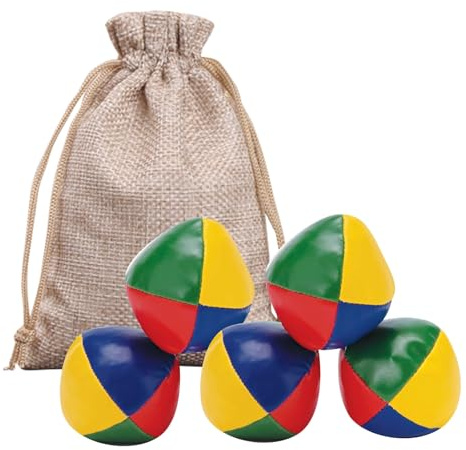 KOSLEOW Jonglierbälle 5er Set mit Jutebeutel, Weiche Juggling Bälle aus PU für Anfänger, 5cm Durchmesser Ball, Ideal für Motorik, Koordination & Konzentrationstraining