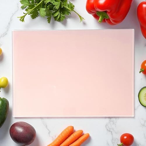 Glass Chopping Board Kitchen Cutting Board Serving Board Work Top Saver (Pink)