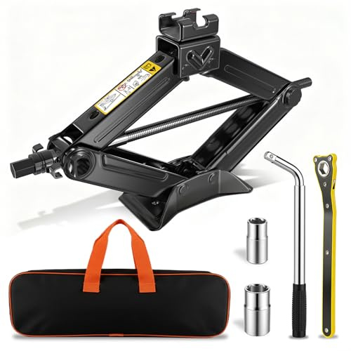 YAOBLUESEA Gato Hidraulico para Coche, 1.5T Kit de Gato para Coche, Completo con Llave de Trinquete y Palanca Telescópica para Neumáticos, Gato Portátil para Coches Berlinas Furgonetas y SUV