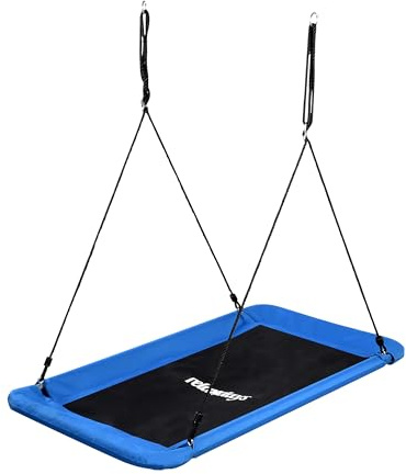 Relaxdays Altalena a Nido Rettangolare per Bambini e Adulti, Portata 150 kg, Esterna, 165x150x80 cm, Blu