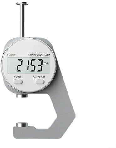 Lapiglo Spessimetro digitale ricaricabile 0-10 mm, misuratore di spessore della carta 0,01 mm, ampio display LCD, sonda piatta per tessuto in acciaio e pelle (20 mm)