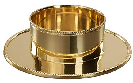 Kerzenhalter Messing Gold poliert (Perlrand) 60 mm, für Taufkerzen, Kommunionskerzen, Trauerkerzen, für Kerzen Ø 6 cm