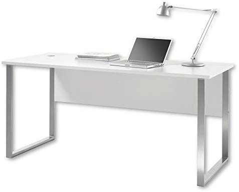 Stella Trading OFFICE LUX Schreibtisch inkl. Kabeldurchführung, grau - Bürotisch Computertisch mit großer Arbeitsfläche - Modernes Büromöbel Komplettset - 170 x 76 x 73 cm (B/H/T)
