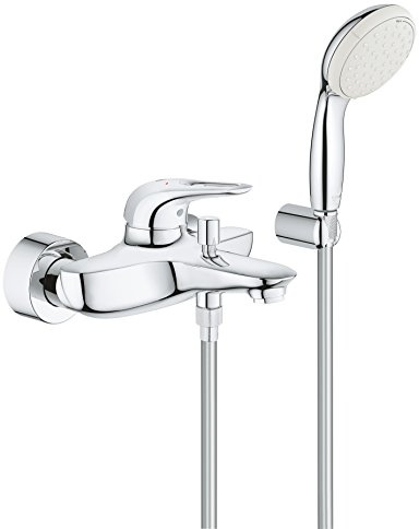 GROHE Eurostyle - Einhand-Wannenbatterie (mit Temperaturbegrenzer, automatische Umstellung, langlebige Oberfläche), chrom, 3359230A