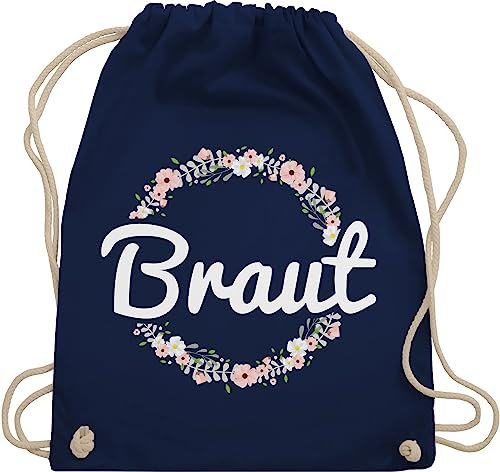 Shirtracer Turnbeutel Rucksack - JGA Junggesellenabschied Frauen - Braut Blumenkranz - Unisize - Navy Blau - brautgeschenk brauttaschen bachelorette party bripe beutel brauttasche