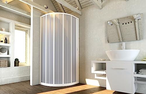 Forte: Box doccia Flex a soffietto Semicircolare in PVC, Anticalcare, Riducibile, Resistente agli urti, Kit completo, 90L x 90P x 185H, Bianco
