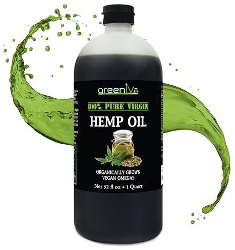 GreenIVe Hemp Oil, 32oz Bottle (946mL), Natural Hemp Seed Oil, Cold-Pressed, Vegan, Non-GMO, Bottled in USA