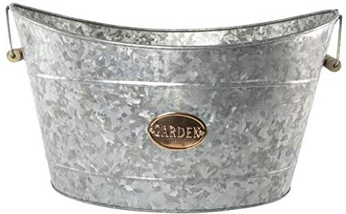 Muddy Hands Metal Plant Pot Vintage Flower Holder Milk Churn Tall Vase Bucket Planter (Oval Boat Planter)