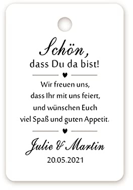 100 PERSONALISIERT Geschenkanhänger Tags Papieranhänger 'Schön, dass Du da bist!' zur Hochzeit Taufe Kommunion Konfirmation Taufe Geburtstag Willkommenskarten Tüten - Tag 061