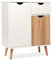 Mondeer - Buffet - Meuble de Rangement, Scandinave 2 Portes 1 Tiroir, Convient pour Salon, Chambre à Coucher, Cuisine, Couloir, Chêne et Blanc 60 x 30 x 73 cm