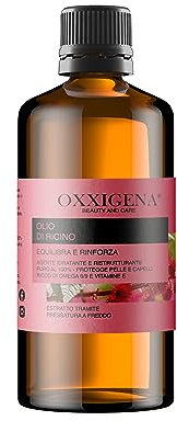 Oxxigena Olio di Ricino Vergine Puro al 100% - 250 ml - Spremuto a Freddo - Equilibra e Rinforza - Nutriente ed Idratante per Pelle e Capelli - Vegano, senza OGM