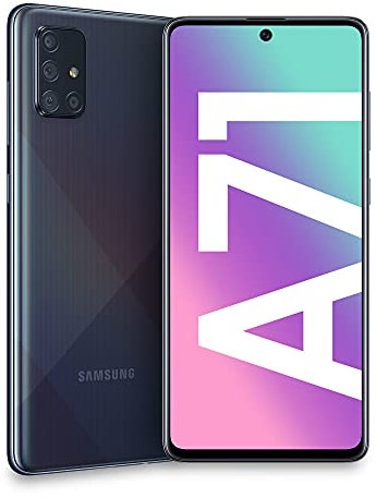 Samsung Galaxy A71 Smartphone, Display 6.7 Super AMOLED, 4 Fotocamere Posteriori, 128 GB Espandibili, RAM 6 GB, Batteria 4500 mAh, 4G, Dual Sim, Android 10, Prism Crush Black (Ricondizionato)