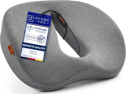 DYNMC you Cojin Coxis Ergonómico - Cojín Donut de Espuma de Memoria, Estable, dureza Cojin Flotador coxis de Mejor Calidad para Sentarse relajadamente - Cojín Moderno con Agujero Gris