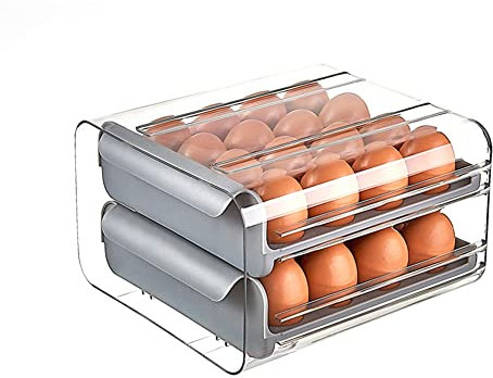 Huevos, recipiente para huevos de plástico, doble capa, para frigorífico, caja de almacenamiento de huevos, portátil, estante de almacenamiento, bandeja de PET, huevos frescos, cocina