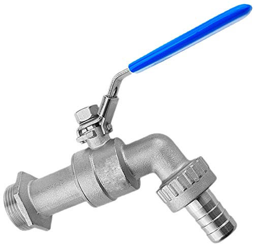 Kugelhahn Auslauf Ventil aus Edelstahl V4A VA rostfrei Wandanschluss 1/2 Rohr Zoll Außengewinde AG Schlauchtülle Außendurchmesser 13mm für 1/2 Schlauch Trinkwasser geeignet PN16 Bar