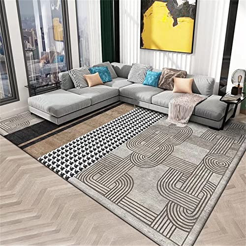 RUGMRZ Teppich Hall Teppiches Gemustert Hygroskopisch Wohnzimmerteppich Grau Mit Geometrischem Muster, Schmutzabweisend, Weich Und Nicht Verformt Outdoor XXL 160 x 210 cm