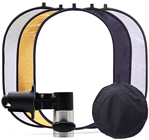 Photography Light Reflector with Clip 5 in 1 Portable 60x90cm/24x35inch Oval Collapsible Multi Disc Photography Studio Photo Camera Lighting Reflector Diffuser