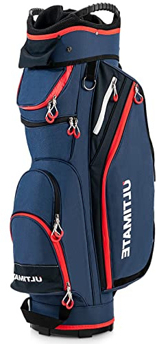 GOPLUS Sac de Chariot de Golf, Sac de Golf léger et Portable avec 14 Compartiments séparés et 8 Poches zippées, y Compris Sac Isotherme et Poches étanches (Marine)