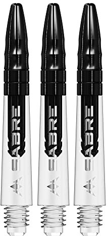 Mission Darts Säbelschäfte | Langlebige, klare Polycarbonat-Schäfte mit farbiger Aluminium-Oberseite | 3 Sets mit 3 Schäften | schwarz | kurz (S1526)