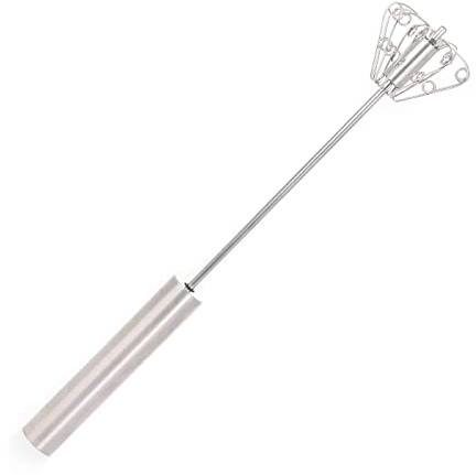 NOVA Multi-Quirl Milchschäumer manueller Handmixer rostfreier Edelstahl ideal für Milchschaum, Rührei, Dressings, Schlagsahne, Soßen, Desserts uvm. (Edelstahl)