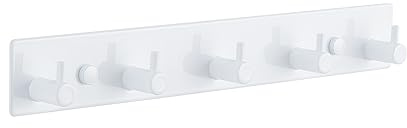 QNIIAED Coat Hook Wall Mounted, Door Hooks Screw in Coat Racks 5 Hooks | Stainless Steel Heavy Duty Back of Towel Rack for Bathroom Kitchen,Bedroom,Hold Up To 10Kg,for Robes Keys Bags(White)