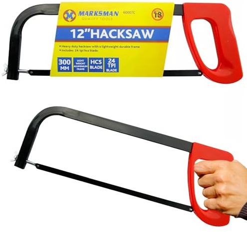 12 Heavy Duty Hacksaw -, Handle Durable Blade | Lightweight, Multi Purpose Hand Tool, DIY Wood Cutting Saw | General Purpose, Strong 300Mm 24 Tpi