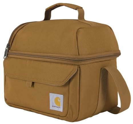 Carhartt 12 Can Two Compartment Lunch Box | Durable, Fully-Insulated Lunch Bag for Women & Men, Large Lunchbox (Carhartt Brown)