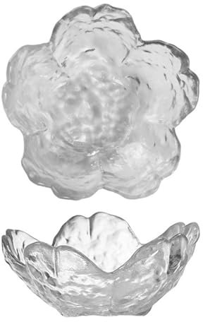 Soulnioi Cuencos de cristal, platos japoneses de cerezo en flor, mini cuencos de postre de cristal Sakura con cucharas para helado, aperitivos, salsas, sushi, juego de 2, color blanco