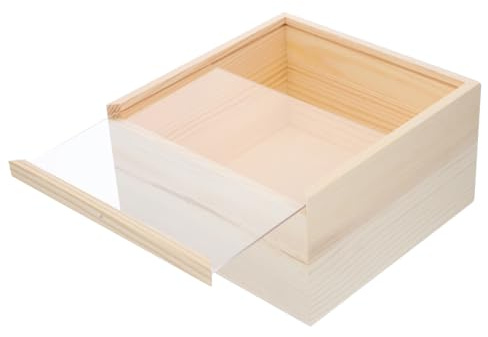 Warmhm Kasten Aufbewahrungsbox Aus Holz Holzkisten Zum Basteln Bastelkisten Aus Schatztruhen Aus kiste Mit Deckel Bastelbox kisten Unfertig Leer Acryl Brustrahmen