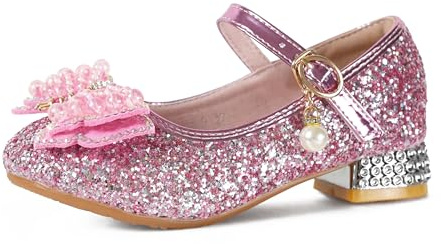 QUNUNOIRE-Chaussures de Princesse à Talon pour Filles avec Paillettes Chaussures de Déguisement Reine Scintillantes