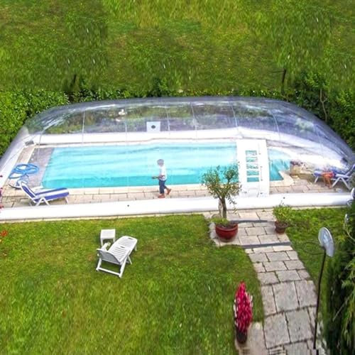 GLWJXSD Transparent Pvc Inflatable Cover, Transparent Waterproof Pvc Swimming Pool Dome Cover, Windproof And Snowproof Swimming Pool Outdoor Debris Shielding Cover, Swimming Pool Cover,9 * 5 * 3M