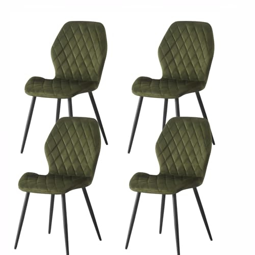 Weegstok Velvet Dining Chairs Set of 4 Kitchen Chairs Dining Room Lounge Reception Chairs with Metal Legs for Living Room Bedroom,Sage green