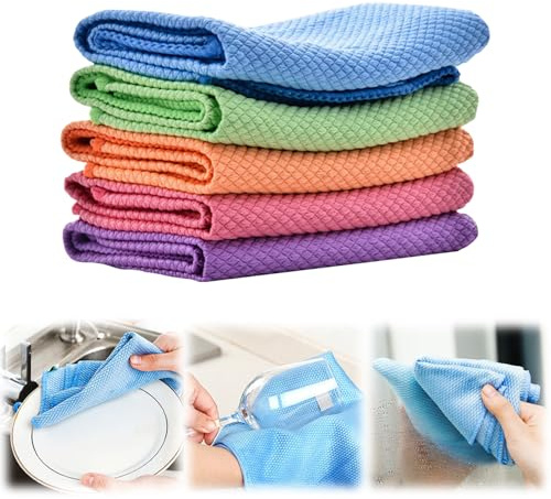 5er-Pack Mikrofaser Allzwecktücher, 30 x 40 cm Mikrofasertücher Reinigungstücher Putzlappen zur trockenen feuchten Anwendung, Mikrofaser-Material, Mehrfarbig Microfaser Putztuch, Maxi-Pack (5 Stück)