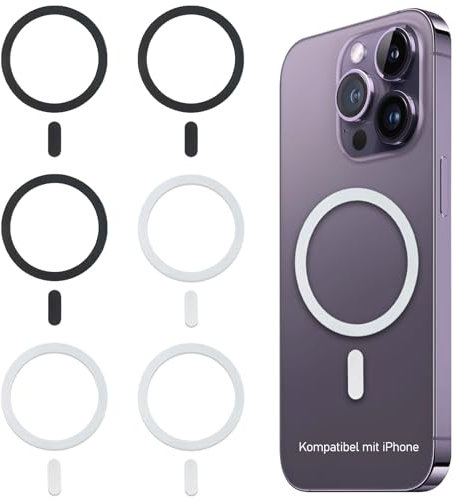 6 pièces Anneau Magnétique Adaptateur Charge Sans Fil Kit de Conversion Autocollant Magnétique Ensemble de Conversion Magnétique Compatible avec iPhone 14/13/12/11/X Série Samsung A13 A54 A53