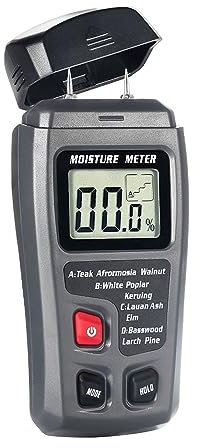 Misuratore di umidità, Misuratore Umidità Muri, Misuratore di umidità del legno digitale Misuratore di umidità for legname professionale Rilevatore di legname igrometro portatile EMT01 con display LCD