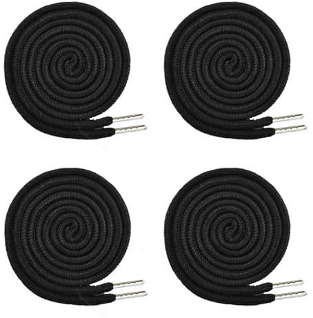 4 Stück Kordel für Jogginghose, 130 cm Kordelzug für Hoodie Polyester Band Universal Kordelenden Metall Ersatz-Saiten für Jacken Sweat Shirt Shorts Sporthosen Handtaschen (Schwarz)
