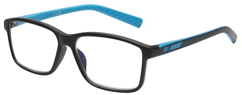 DOOViC Blaulichtfilter Lesebrille 1,25 Herren Schwarz Rechteckig Vollrand Kunststoff Federscharnier Brille mit Sehstärke für Computer/Unisex