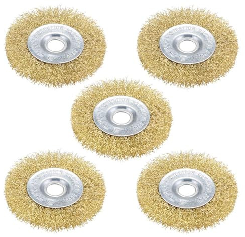 HAFRILY 5Pcs Wire Brush Replacement for Ryobi Patio Cleaner RAC814, 100mm Wire Wheel Brush for RY18PCA-0 OPC1800 OPC1815, Patio Joint Weed Moss Cleaning Brush Replacement