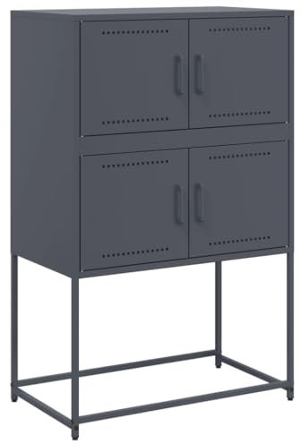 HEFZGDB Sideboard Anthrazit 68,5x38,5x107 cm Stahl Geschirrschrank Küchenschrank Apothekerschrank Küche Vitrinenschrank Küche für Wohnstube Café Speisesaal Dessert Shop