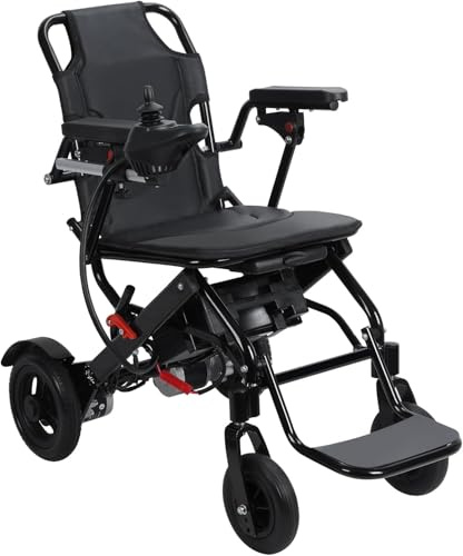 WJYCGFKJ Sedia a rotelle elettrica, ad Alta capacità, 150 kg, Leggera e Pieghevole, Doppio Motore brushless da 250 W, Sedia a rotelle Portatile con Cinghia di Sicurezza Regolabile a 270°.