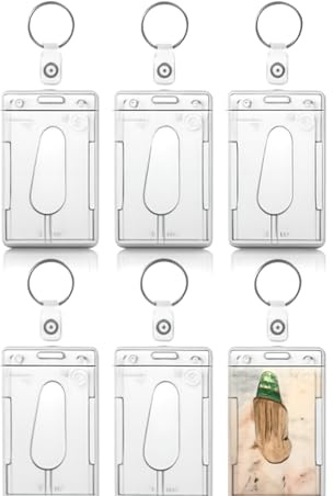 6 Pack ID Kartenhalter mit Schlüsselring, strapazierfähiger Ausweishalter Schlüsselanhänger ideal als ID Kartenhalter vertikal mit Schlüsselanhänger, perfekt für Büro, Schule und Alltag