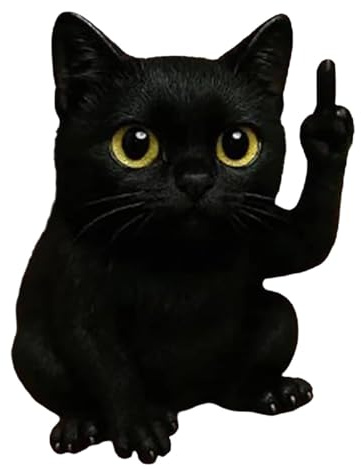 YQYCE Winkekatze Mittelfinger, Originelle Katzen Deko, Humorvolle Dekoration Für Zuhause Und Büro, Schwarz
