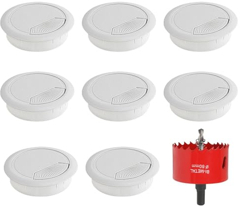 8 Pcs Desk Grommet with 60mm Hole Saw, Desk Cable Wire Grommet, Table Cable Hole Cover for Home, Office